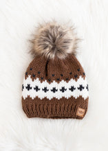 Load image into Gallery viewer, Brown &amp; Cream Cable Knit Hat
