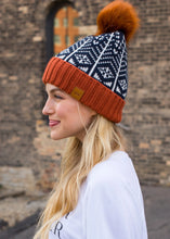 Load image into Gallery viewer, Navy &amp; Rust Pattern Hat
