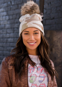 Tan Camo Knit Hat