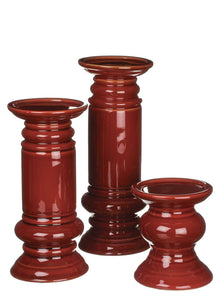 RED CERAMIC CANDLE STICKS