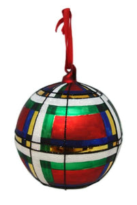 Colorful Plaid Glass Ornament