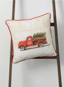 Red Truck Christmas Pillow